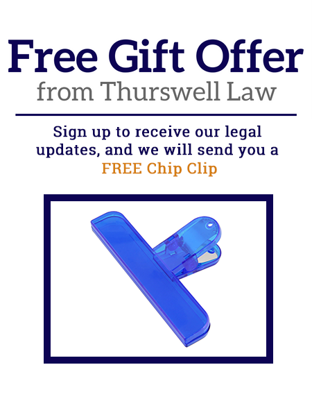 Free gift offer from Thurswell Law when you sign up for our legal updates.